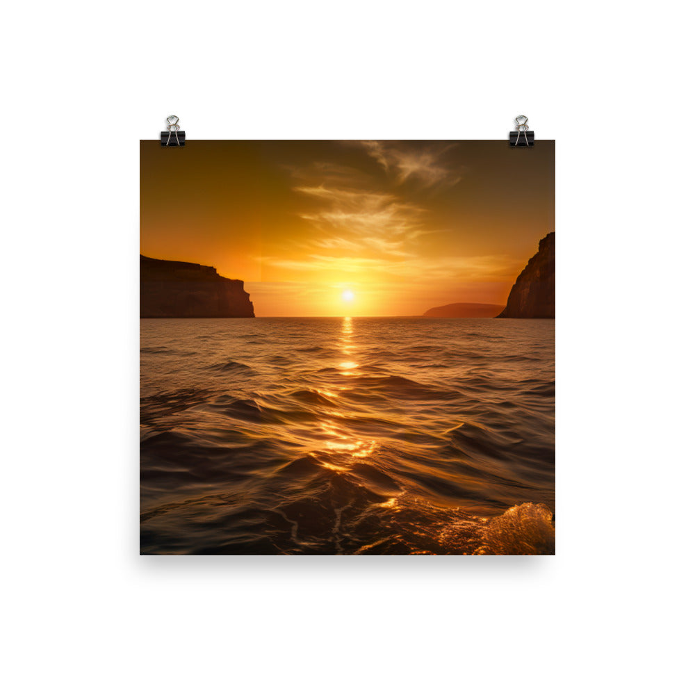 Golden Sunset over the Caldera photo paper poster - Posterfy.AI