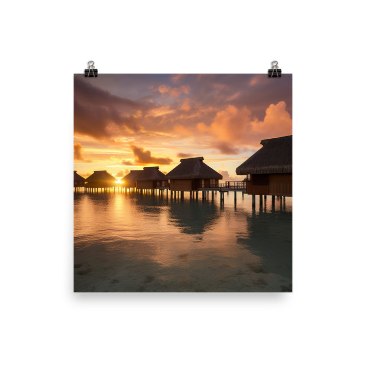 Overwater Bungalow Retreat photo paper poster - Posterfy.AI