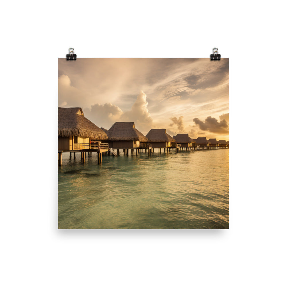 Overwater Bungalow Retreat photo paper poster - Posterfy.AI