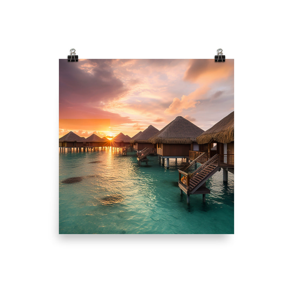 Overwater Bungalow Retreat photo paper poster - Posterfy.AI