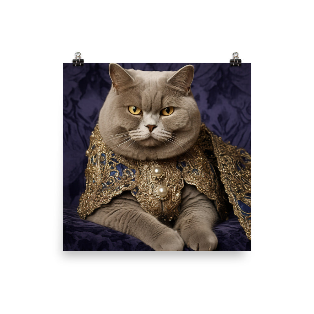 British Shorthair Cat Adorned photo paper poster - Posterfy.AI