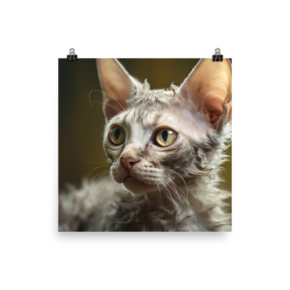 Captivating Devon Rex Cat photo paper poster - Posterfy.AI