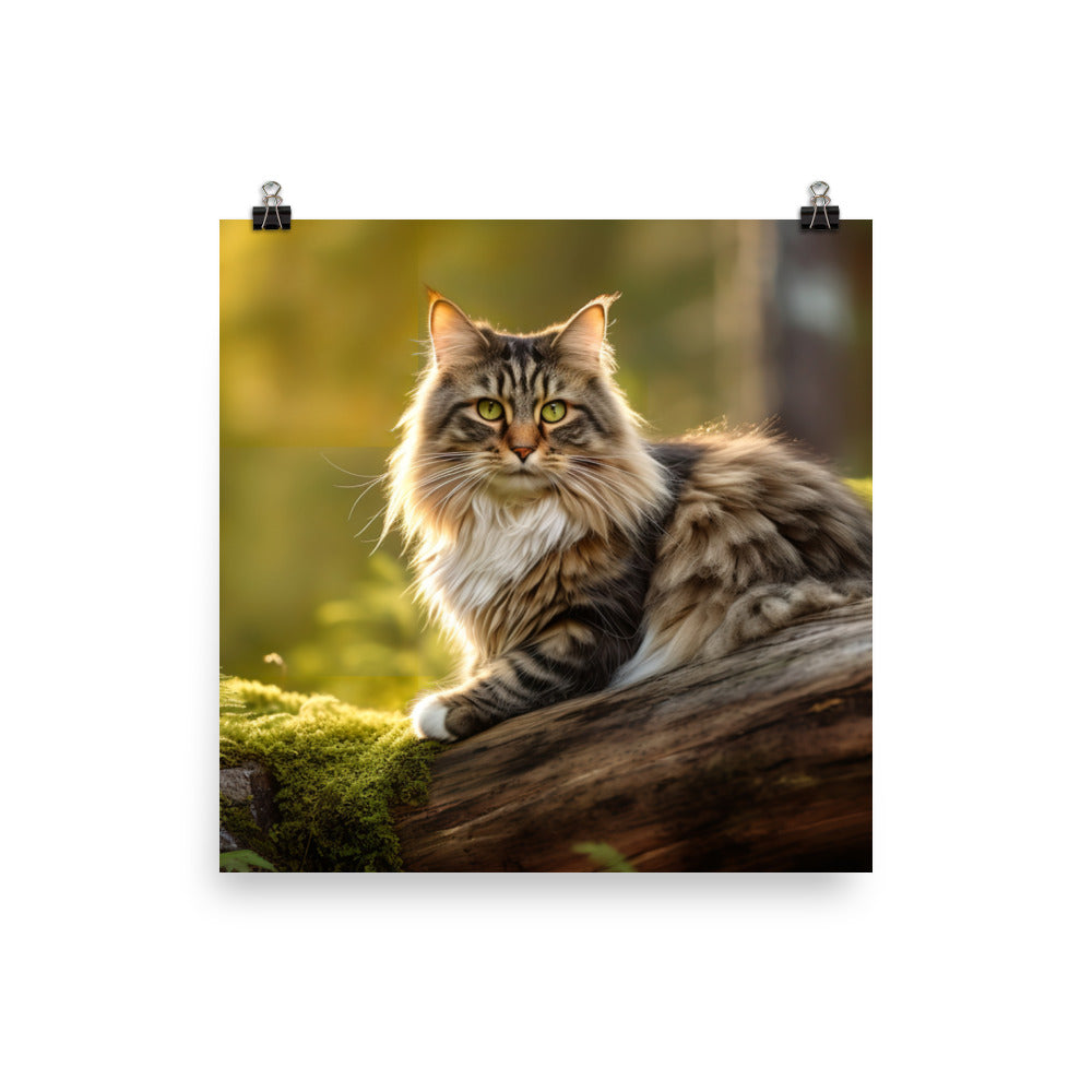 Graceful Norwegian Forest Cat photo paper poster - Posterfy.AI