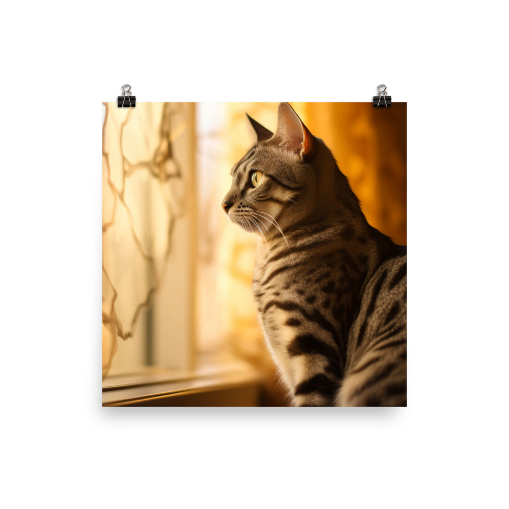 Egyptian Mau in Golden Hour photo paper poster - Posterfy.AI