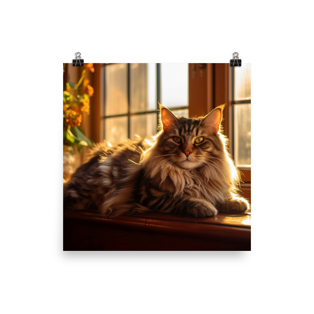 Maine Coon in the Sunlight photo paper poster - Posterfy.AI