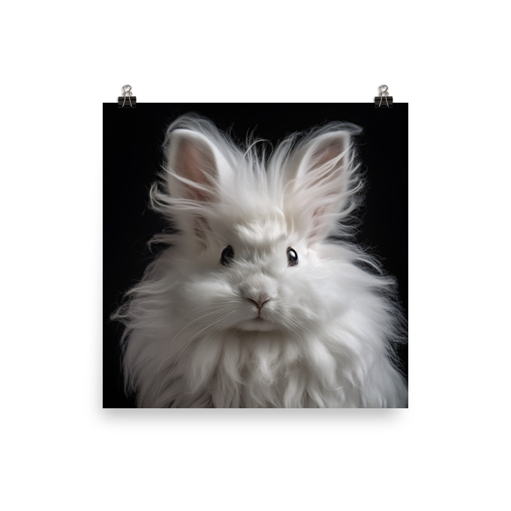 French Angora Bunnys Intricate Fur Detail Photo paper poster - PosterfyAI.com