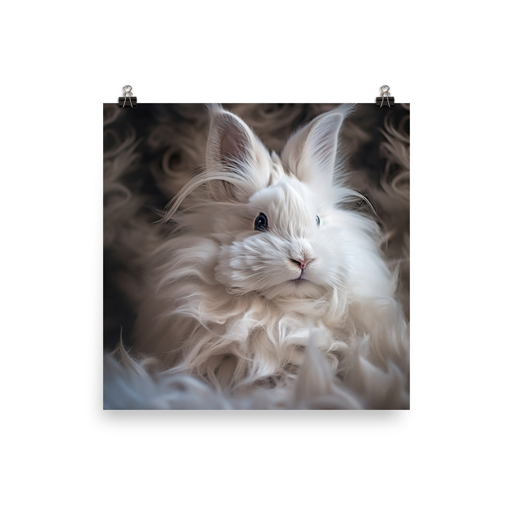 French Angora Bunnys Intricate Fur Detail Photo paper poster - PosterfyAI.com