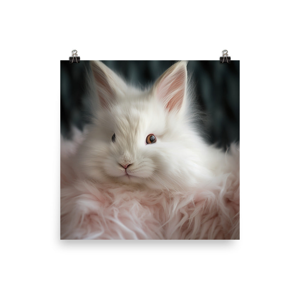Adorable French Angora Bunny Photo paper poster - PosterfyAI.com