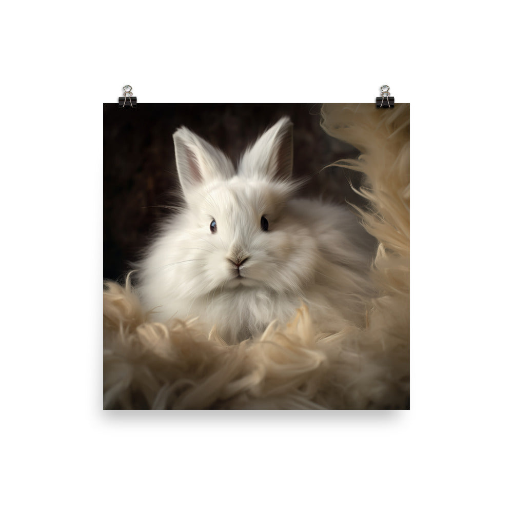 Adorable French Angora Bunny Photo paper poster - PosterfyAI.com