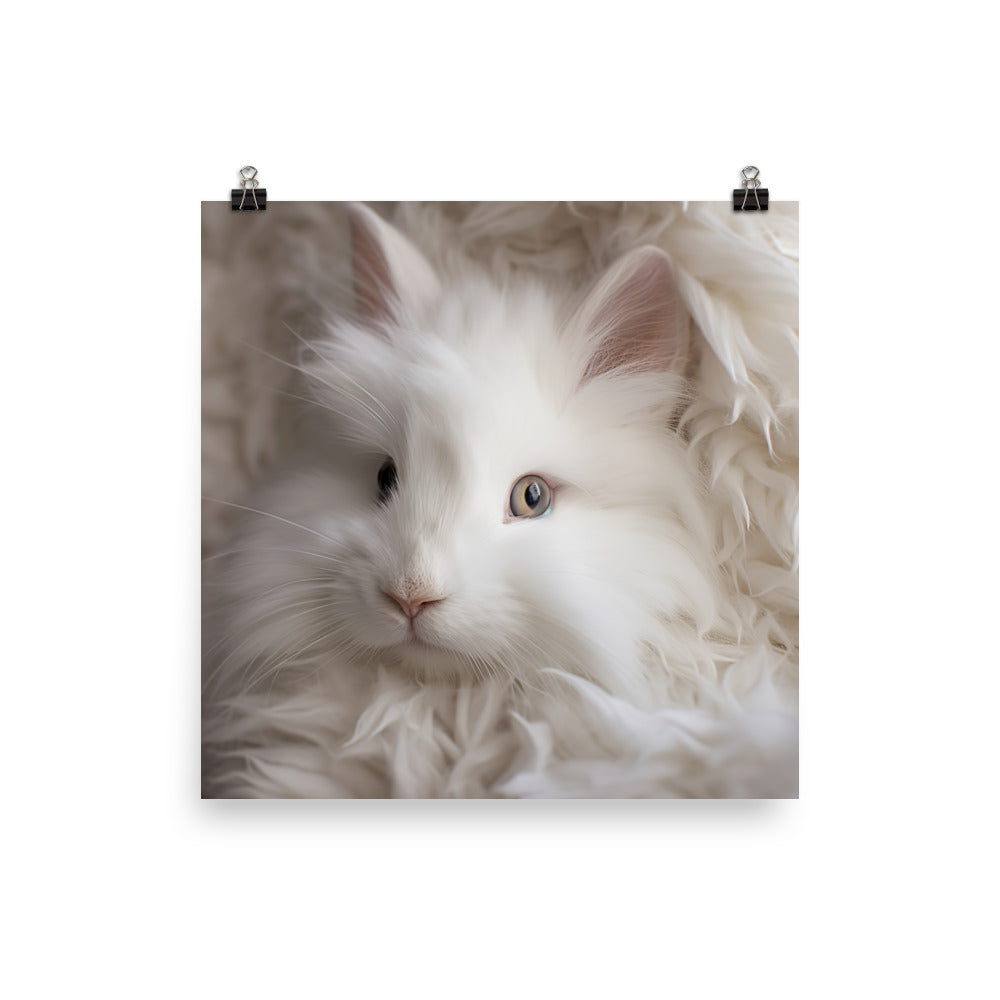 Adorable French Angora Bunny Photo paper poster - PosterfyAI.com
