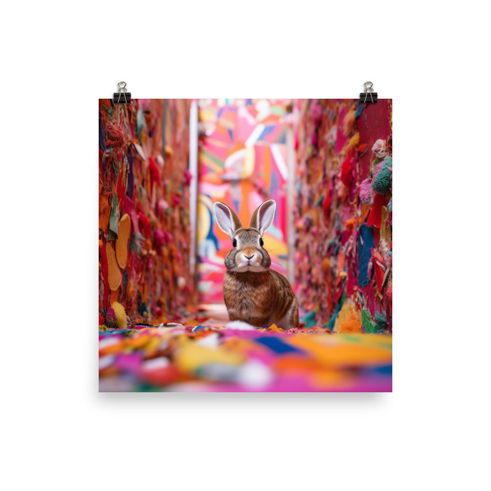 Playful English Spot Bunny Photo paper poster - PosterfyAI.com