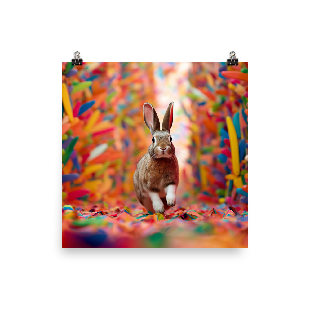 Playful English Spot Bunny Photo paper poster - PosterfyAI.com