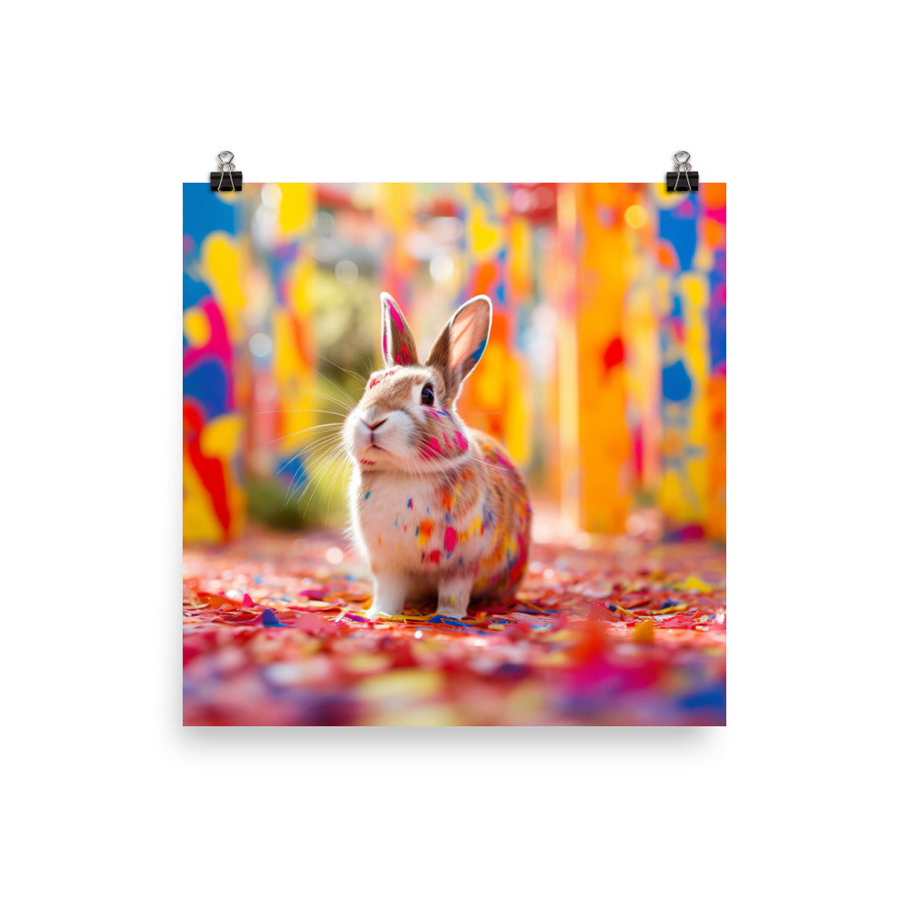 Playful English Spot Bunny Photo paper poster - PosterfyAI.com