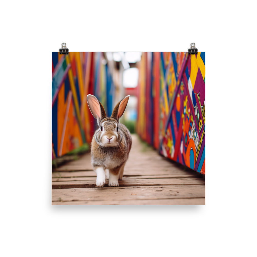 Playful English Spot Bunny Photo paper poster - PosterfyAI.com