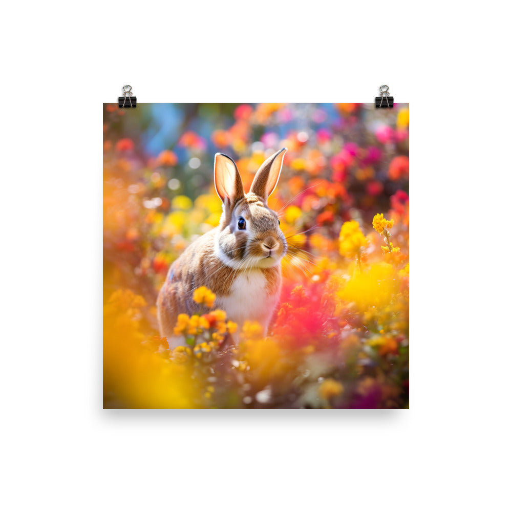 Playful English Spot Bunny Photo paper poster - PosterfyAI.com