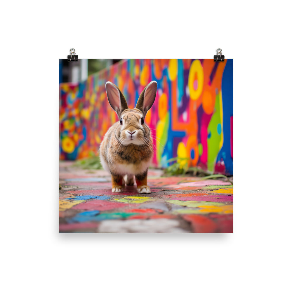 Playful English Spot Bunny Photo paper poster - PosterfyAI.com