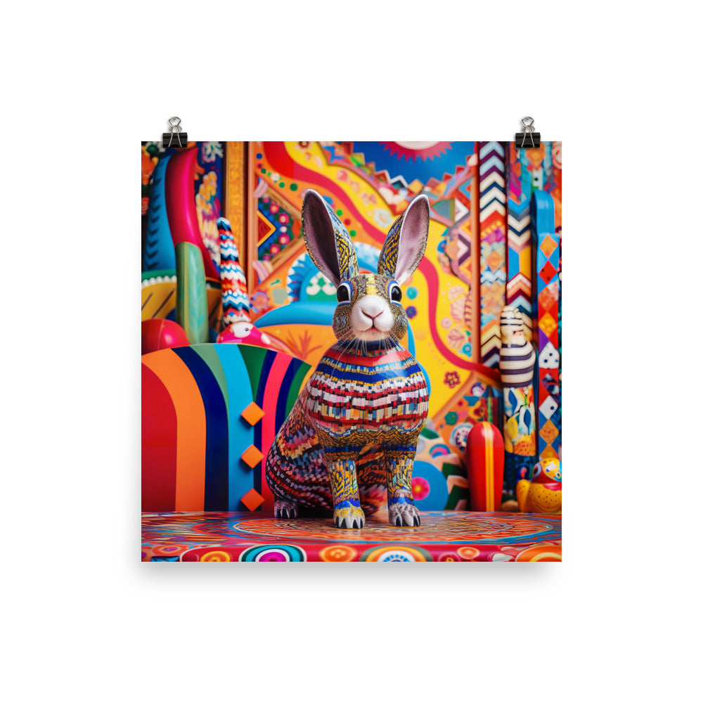 Playful English Spot Bunny Photo paper poster - PosterfyAI.com