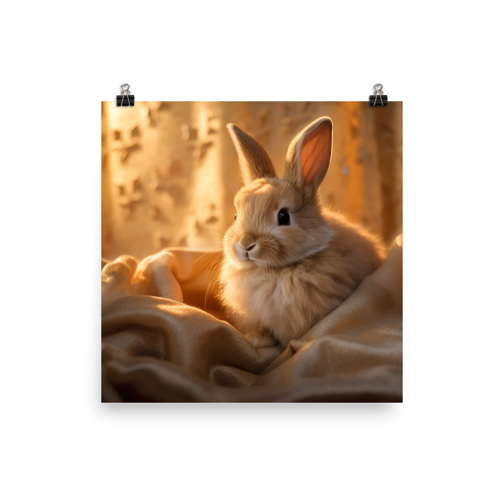 Mini Satin Bunnys Luxurious Presence Photo paper poster - PosterfyAI.com