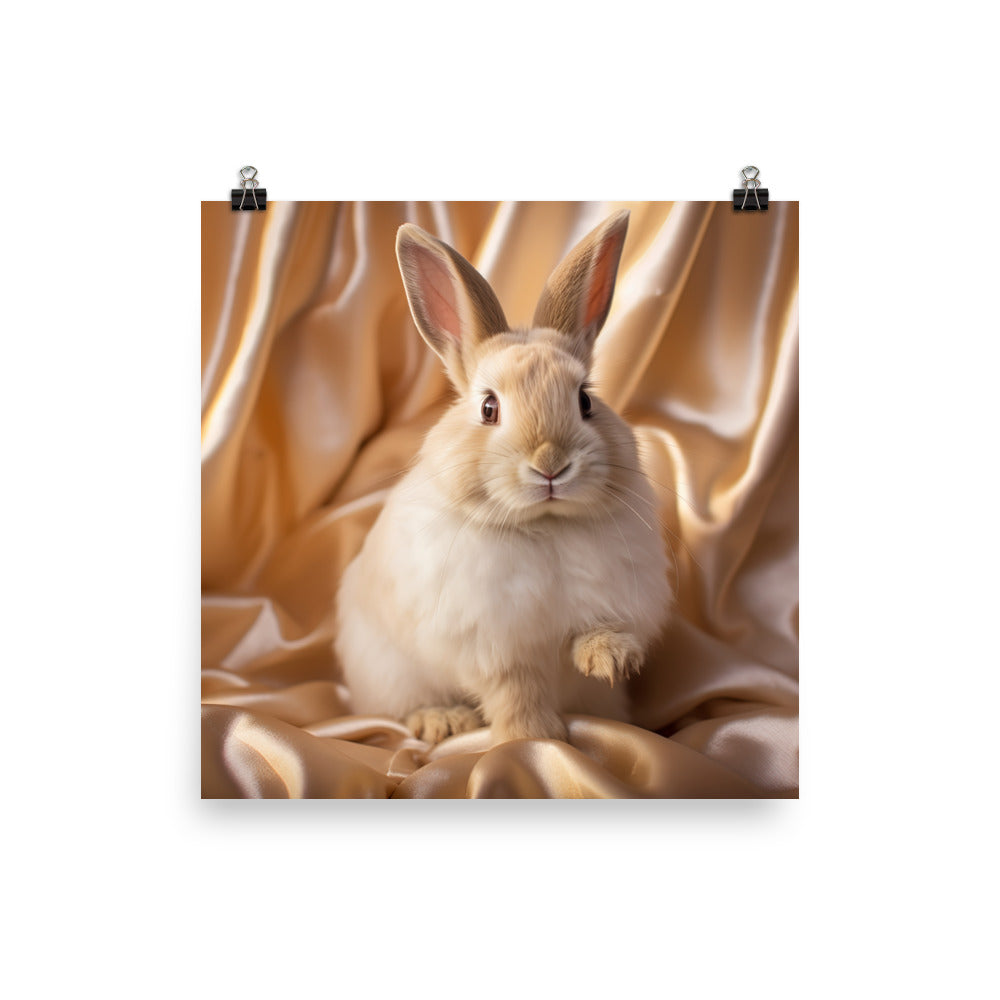 Mini Satin Bunnys Luxurious Presence Photo paper poster - PosterfyAI.com