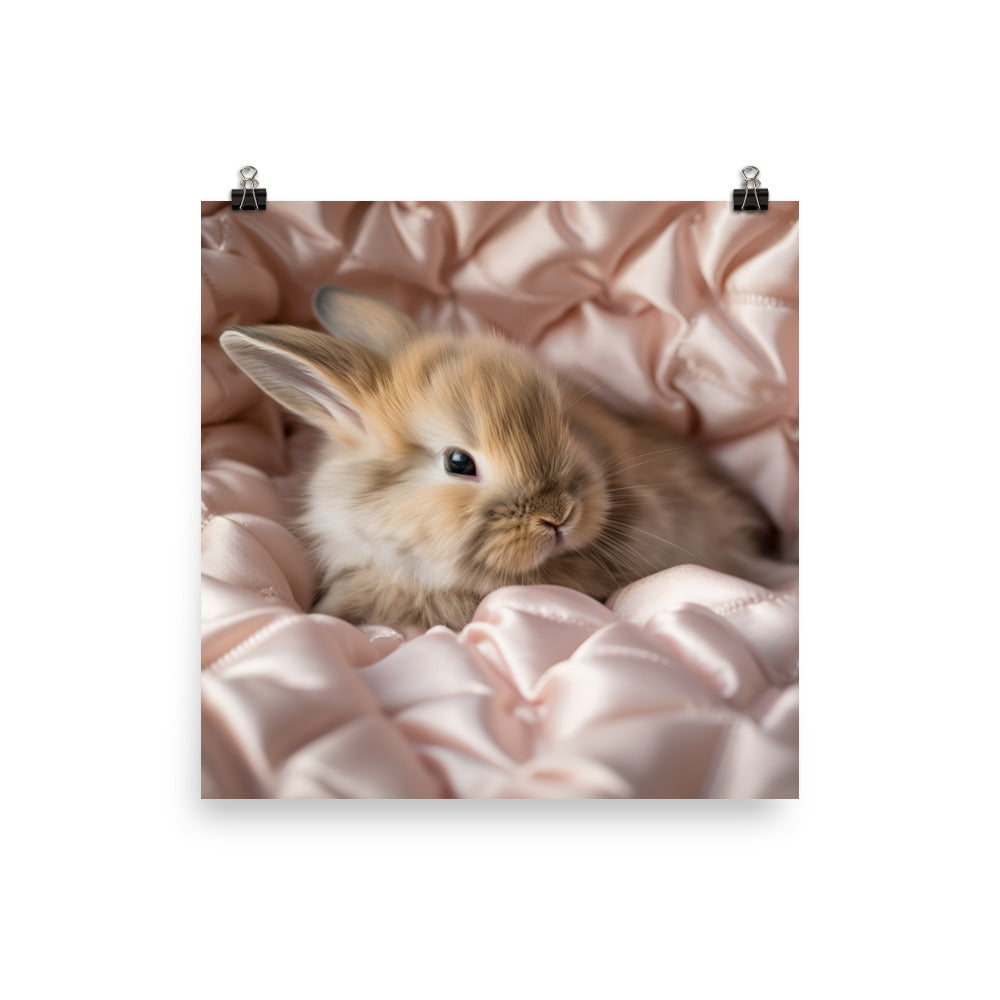 Mini Satin Bunnys Luxurious Presence Photo paper poster - PosterfyAI.com