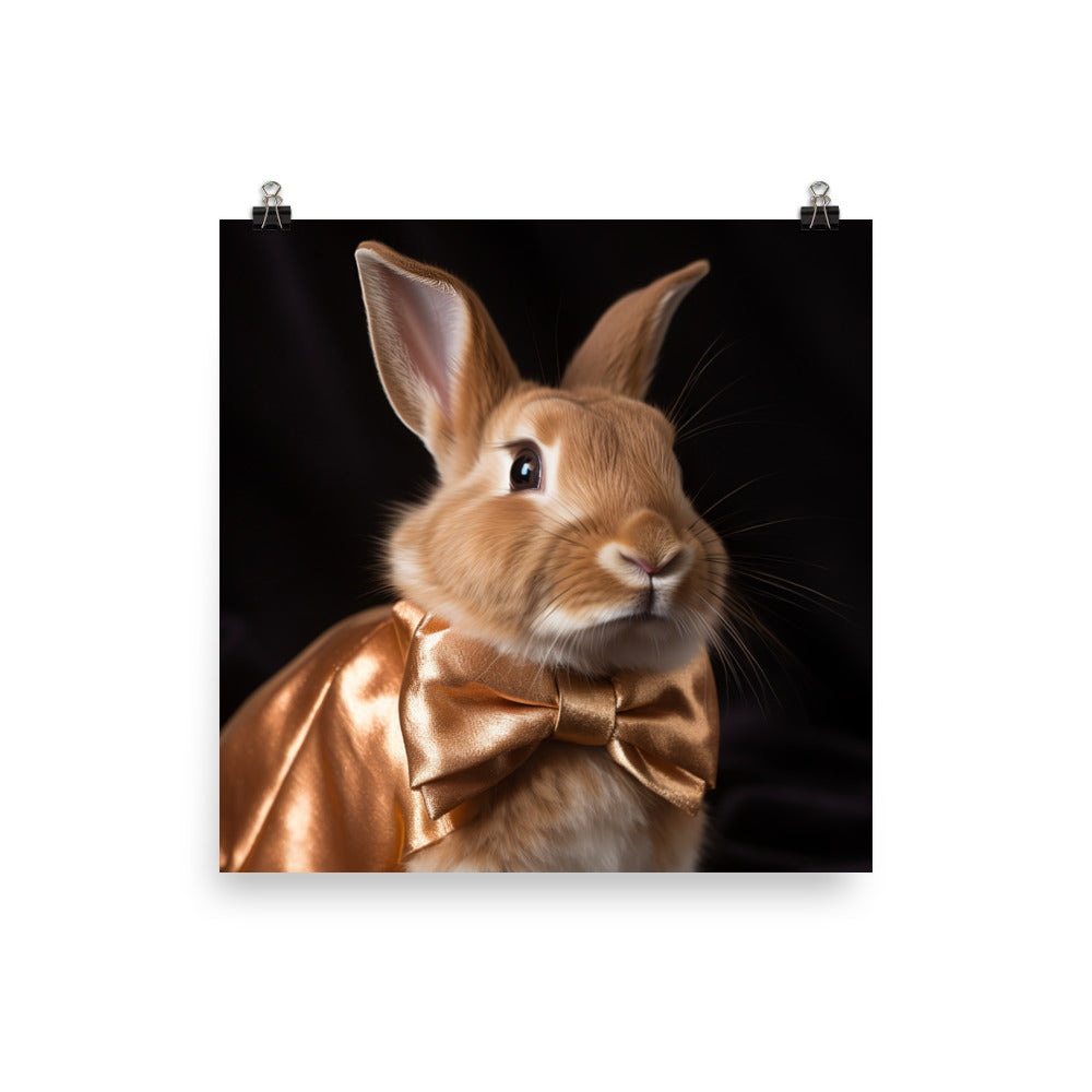 Mini Satin Bunnys Luxurious Presence Photo paper poster - PosterfyAI.com
