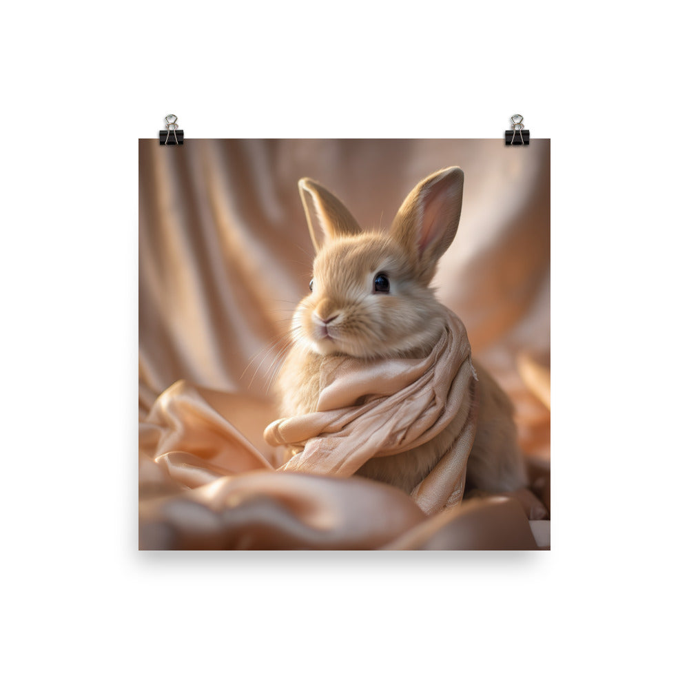 Mini Satin Bunnys Luxurious Presence Photo paper poster - PosterfyAI.com