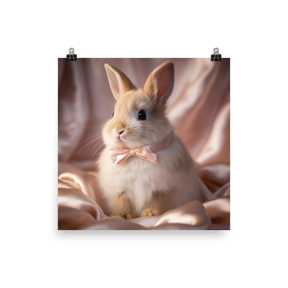 Mini Satin Bunnys Luxurious Presence Photo paper poster - PosterfyAI.com