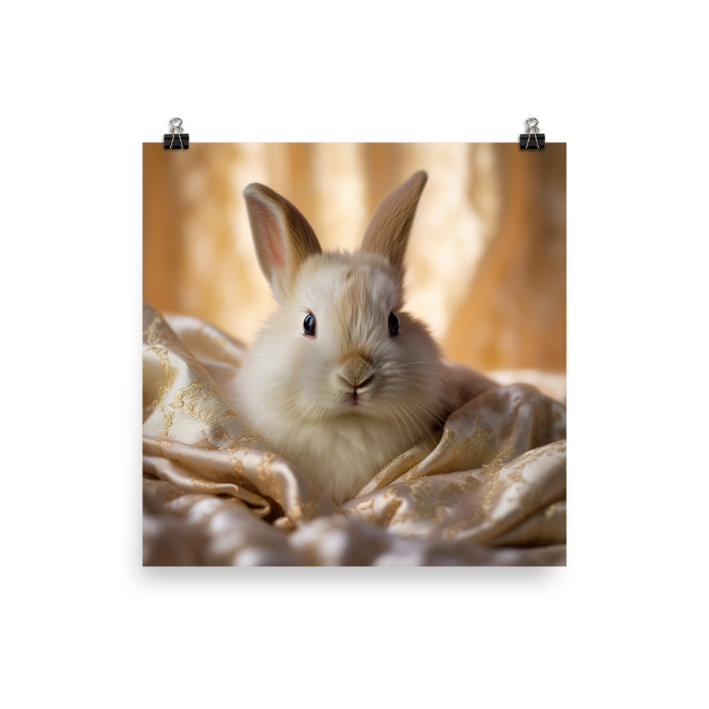 Mini Satin Bunnys Luxurious Presence Photo paper poster - PosterfyAI.com