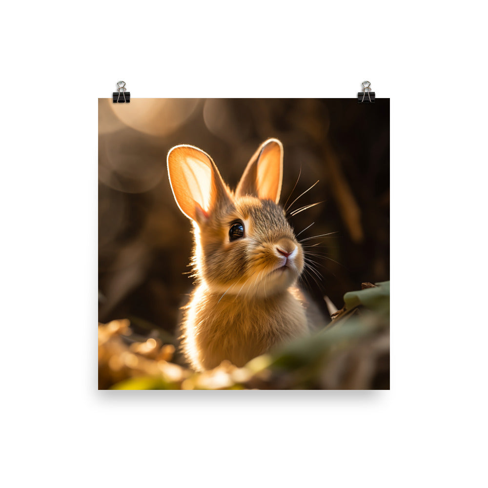 Mini Satin Bunnys Enchanting Inquisitiveness Photo paper poster - PosterfyAI.com