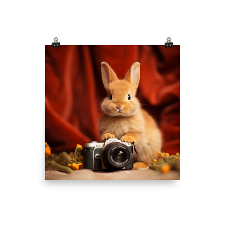 Mini Satin Bunnys Enchanting Inquisitiveness Photo paper poster - PosterfyAI.com