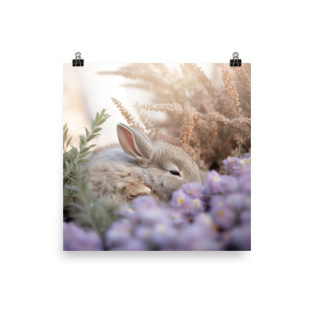 Mini Satin Bunny in Tranquil Bliss Photo paper poster - PosterfyAI.com
