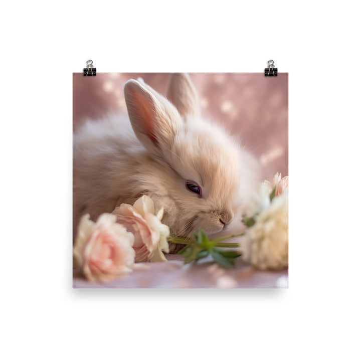 Mini Satin Bunny in Tranquil Bliss Photo paper poster - PosterfyAI.com