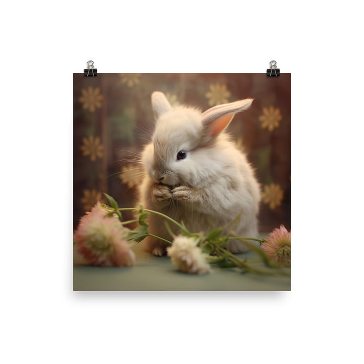 Mini Satin Bunny in Tranquil Bliss Photo paper poster - PosterfyAI.com
