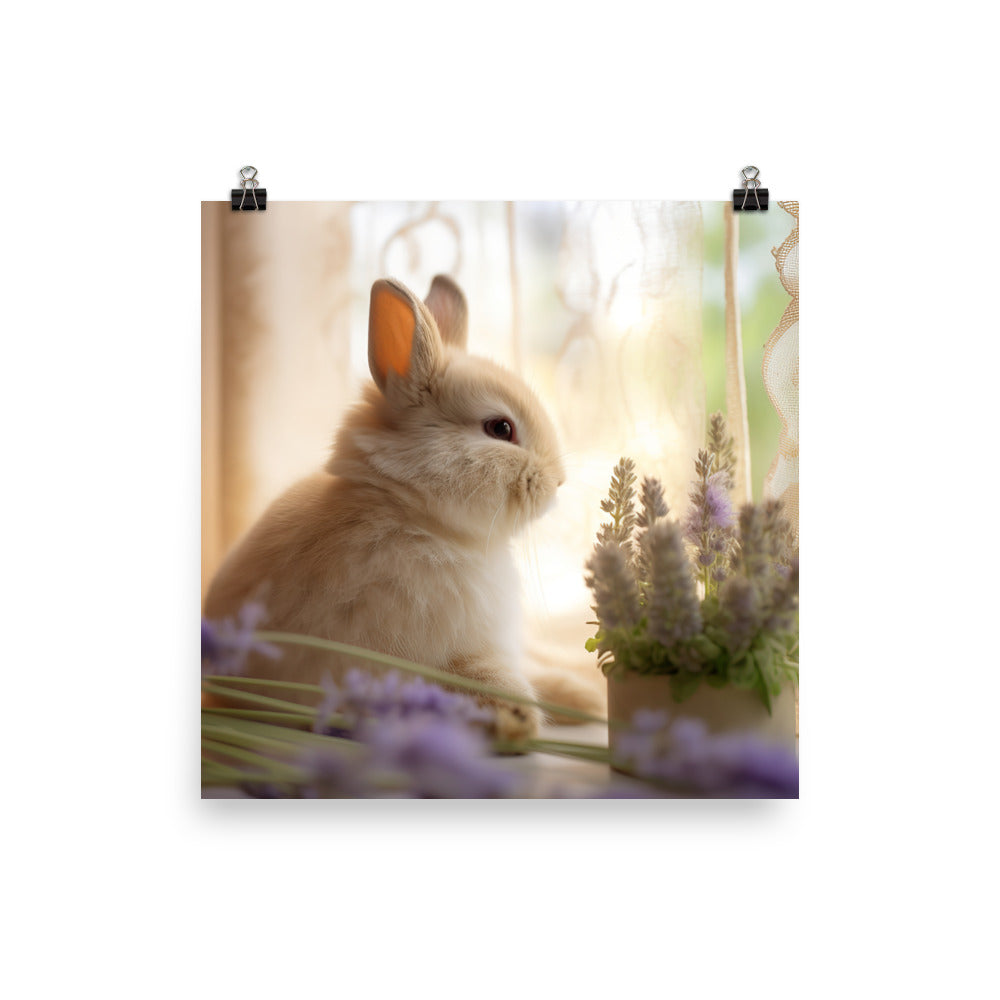Mini Satin Bunny in Tranquil Bliss Photo paper poster - PosterfyAI.com