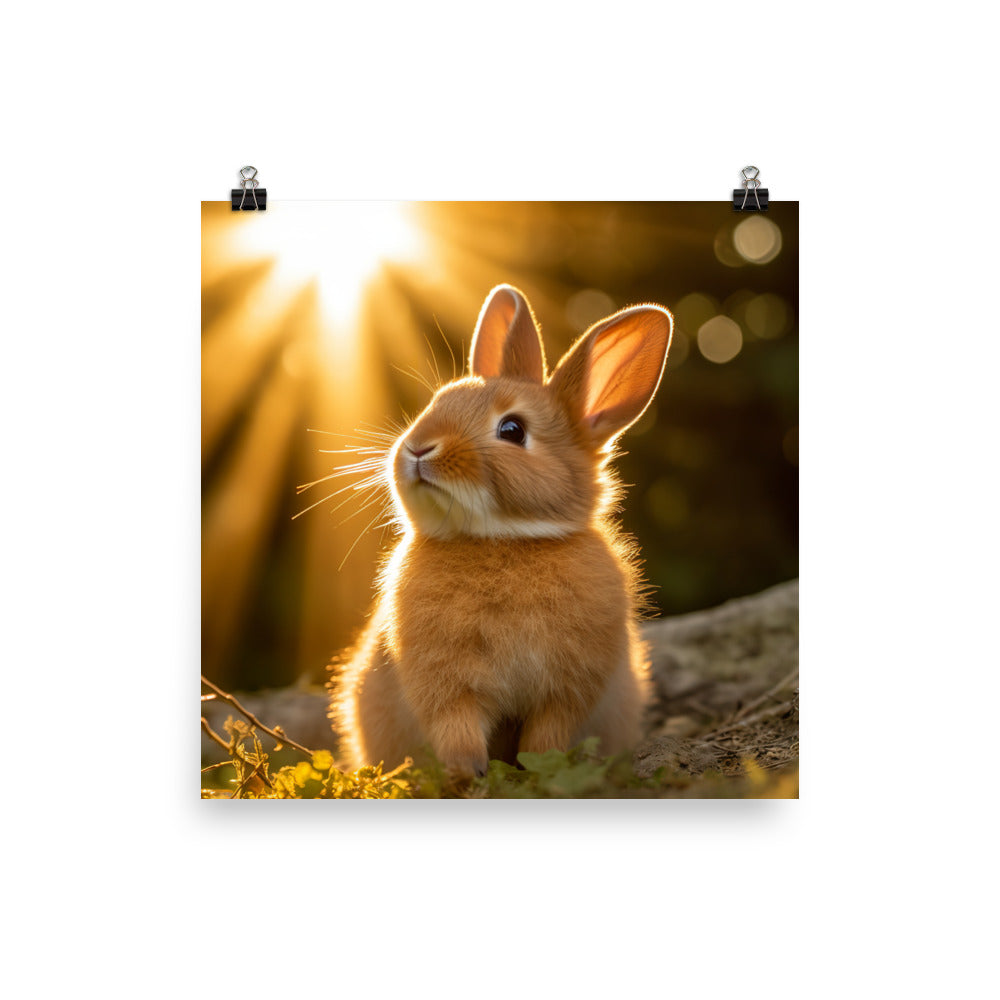 Adorable Tan Bunny Photo paper poster - PosterfyAI.com