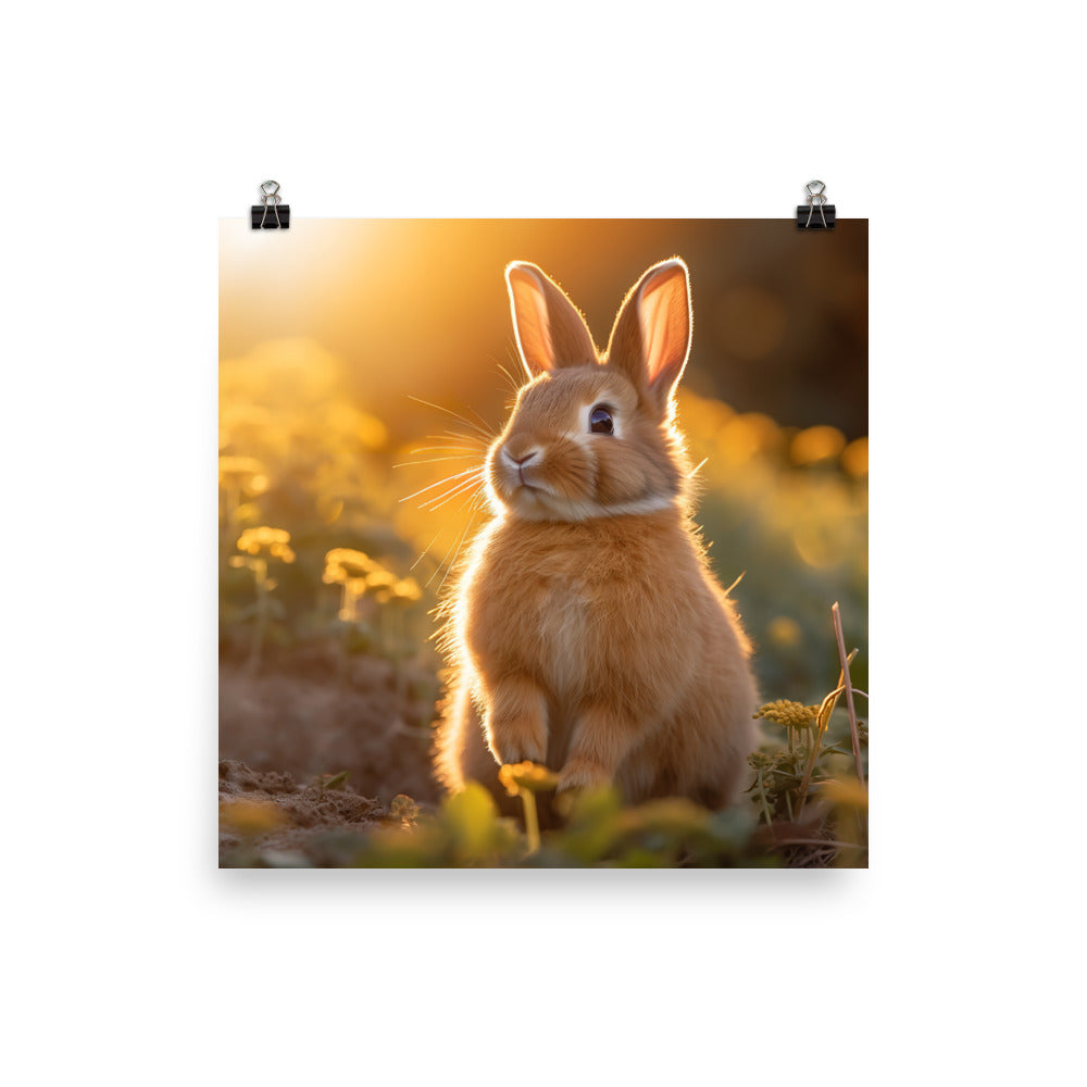 Adorable Tan Bunny Photo paper poster - PosterfyAI.com