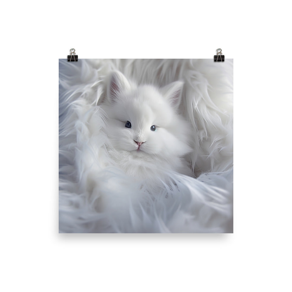 Adorable Satin Angora Bunny Photo paper poster - PosterfyAI.com