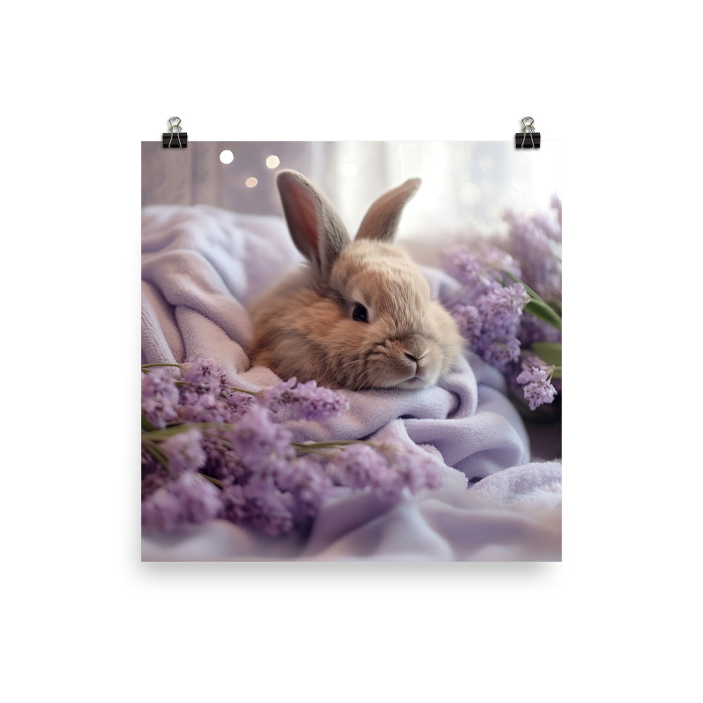 Lilac Bunny in a Cozy Setting Photo paper poster - PosterfyAI.com