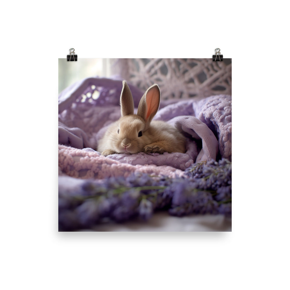 Lilac Bunny in a Cozy Setting Photo paper poster - PosterfyAI.com