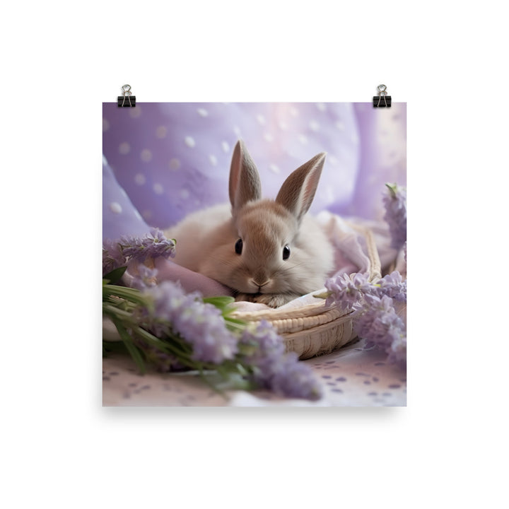 Lilac Bunny in a Cozy Setting Photo paper poster - PosterfyAI.com