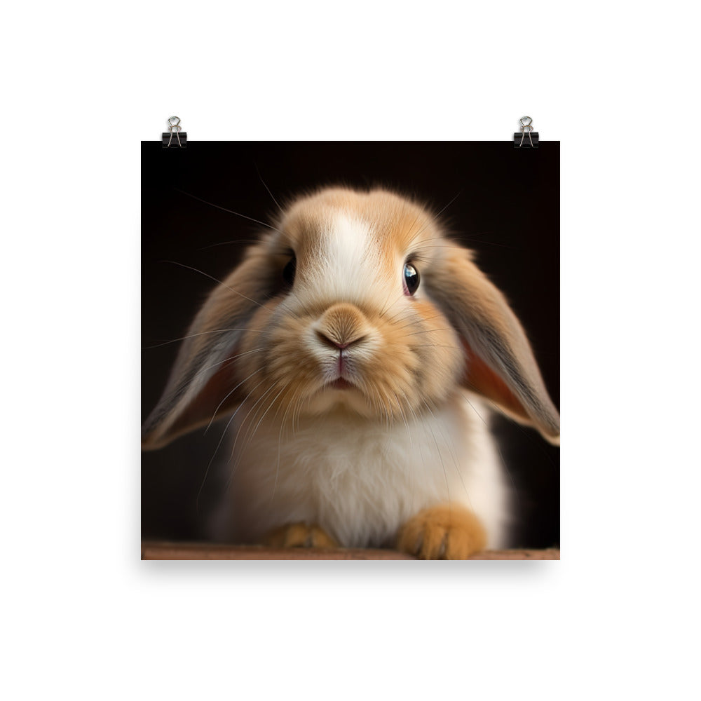 Mini Lop Bunny Photo paper poster - PosterfyAI.com