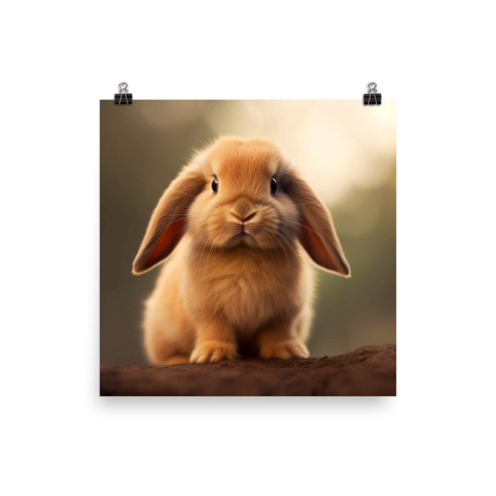 Adorable Mini Lop Bunny Photo paper poster - PosterfyAI.com