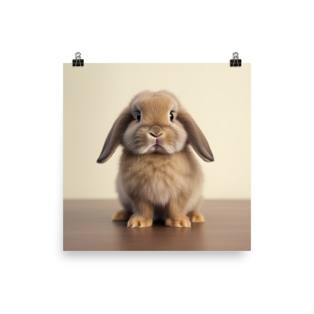 Adorable Mini Lop Bunny Photo paper poster - PosterfyAI.com