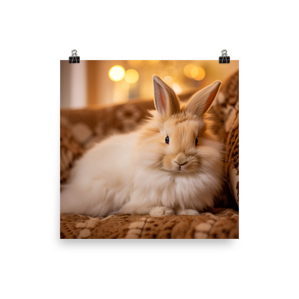 Lionhead Bunny in a Cozy Setting Photo paper poster - PosterfyAI.com