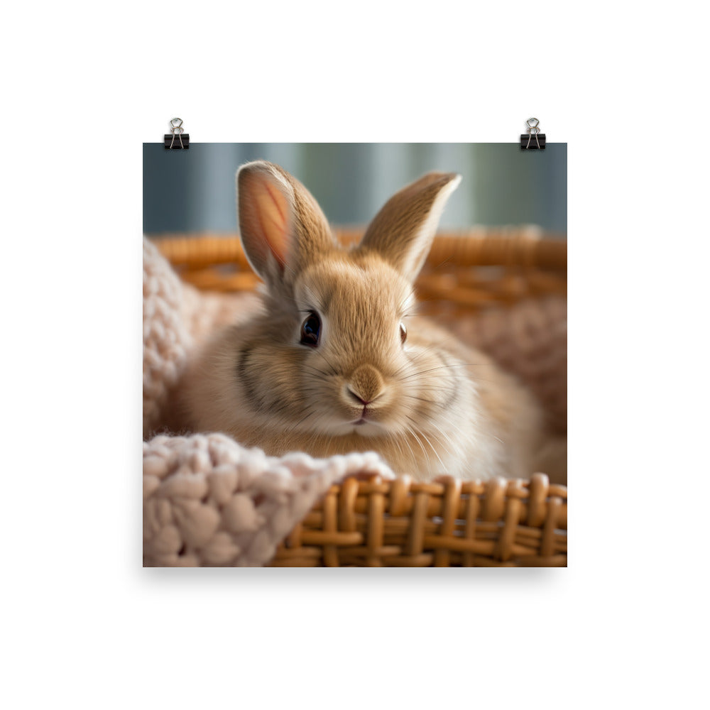 Jersey Wooly Bunny in a Cozy Setting Photo paper poster - PosterfyAI.com