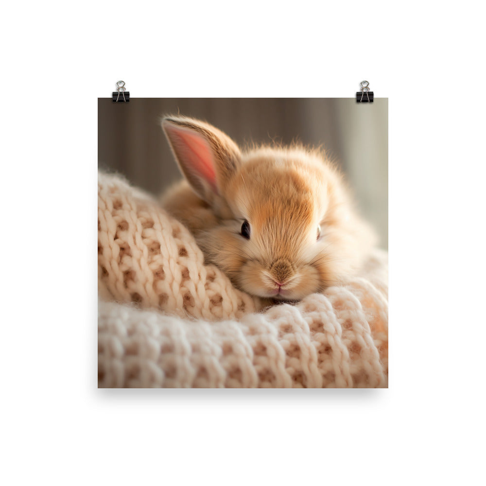 Jersey Wooly Bunny in a Cozy Setting Photo paper poster - PosterfyAI.com