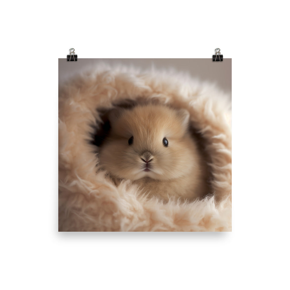 Adorable Jersey Wooly Bunny Photo paper poster - PosterfyAI.com
