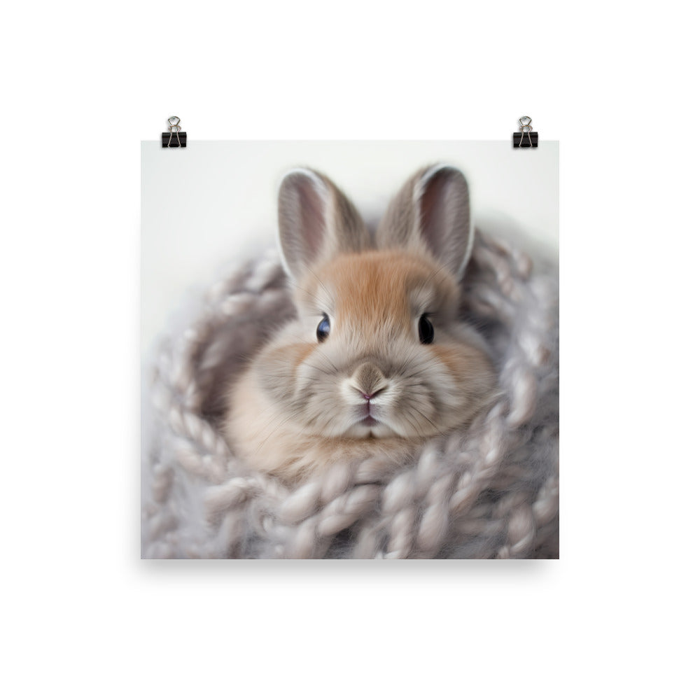 Adorable Jersey Wooly Bunny Photo paper poster - PosterfyAI.com