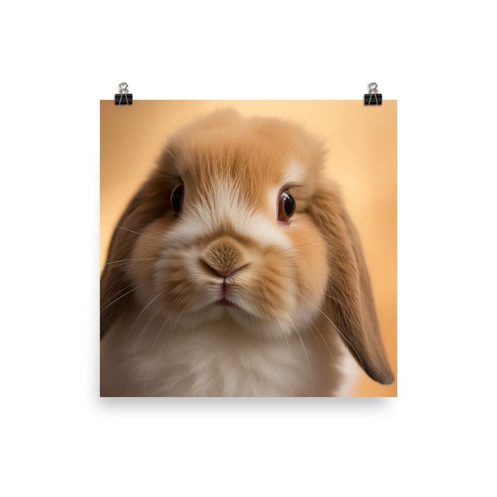 Charming Holland Lop Bunny Photo paper poster - PosterfyAI.com