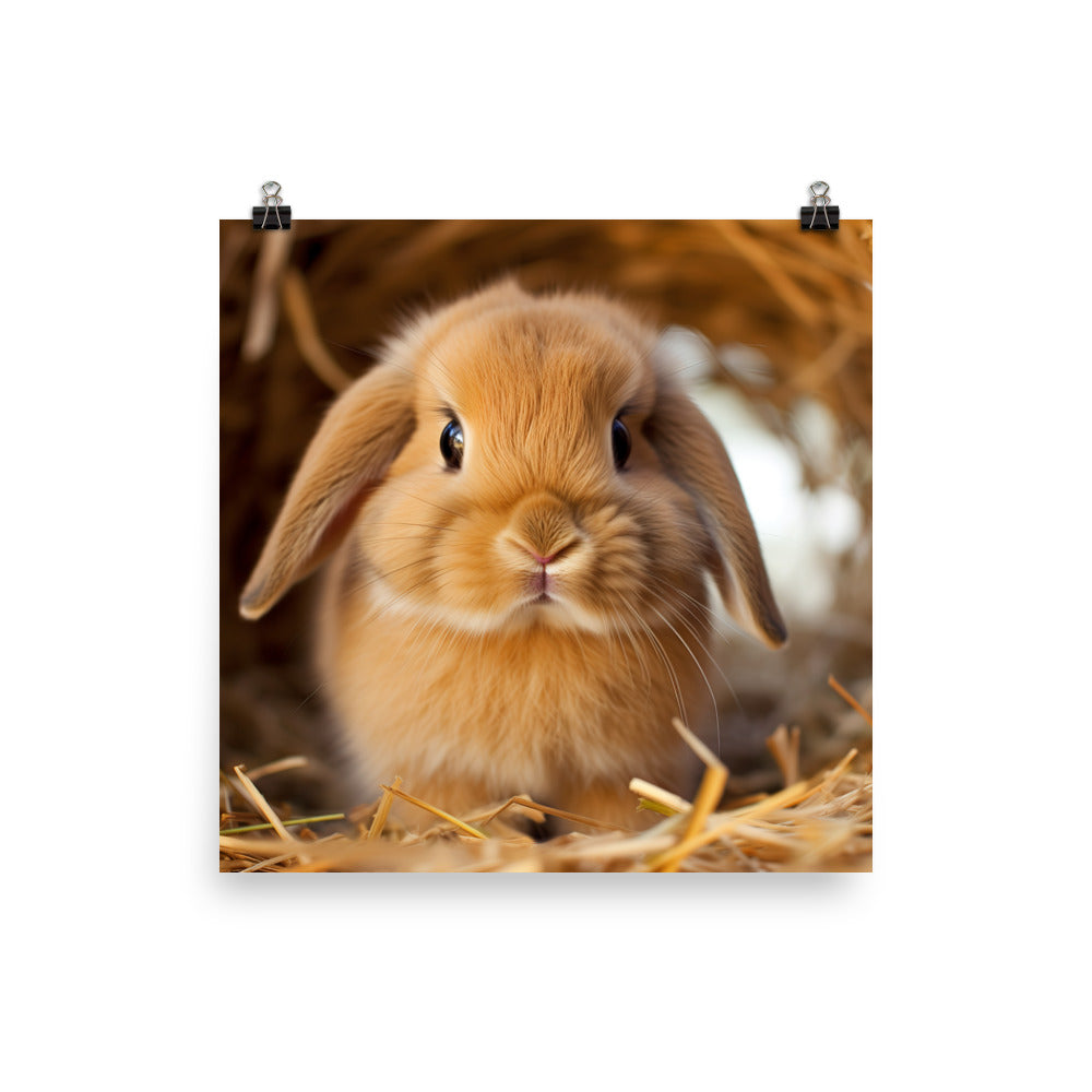 Adorable Holland Lop Bunny Photo paper poster - PosterfyAI.com